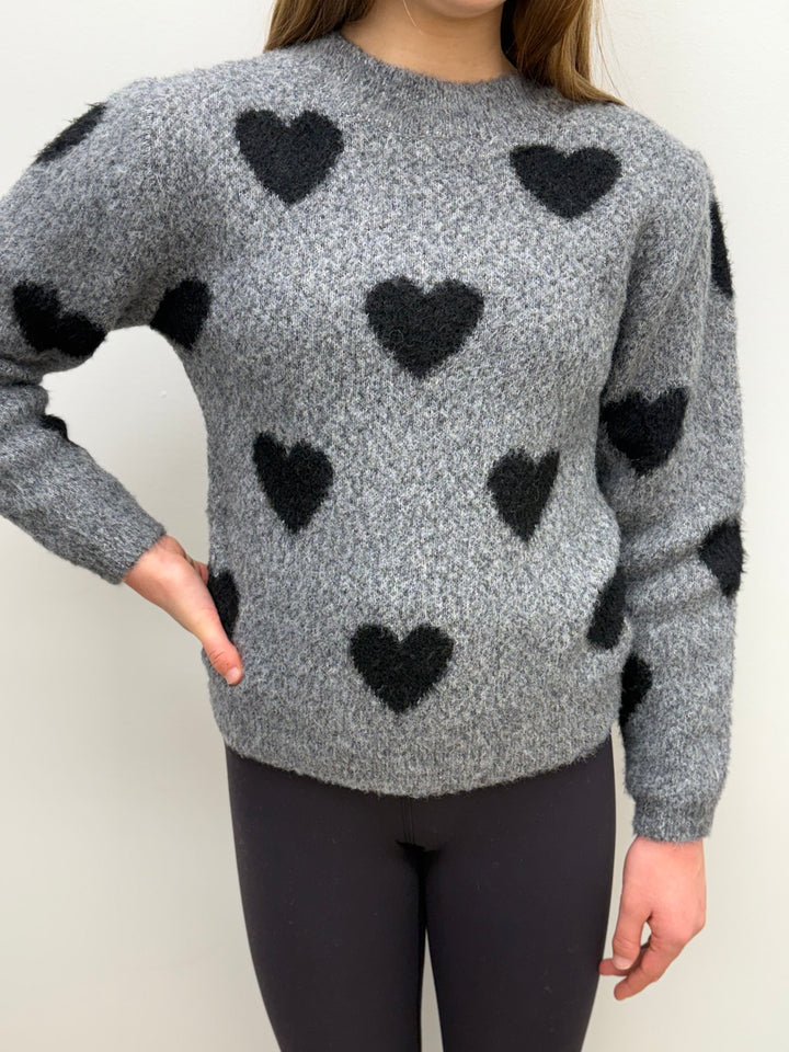 Girls Heart Pattern Sweater