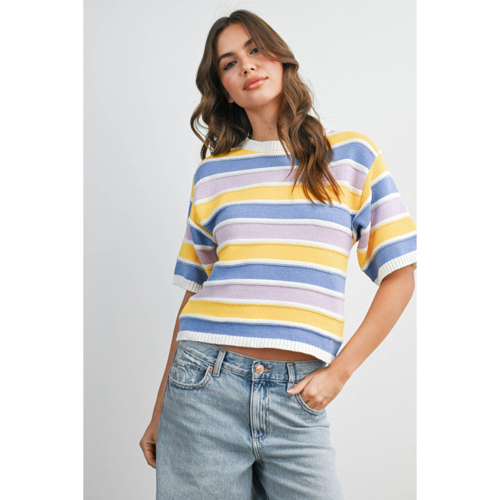 Striped Knit Sweater Tee