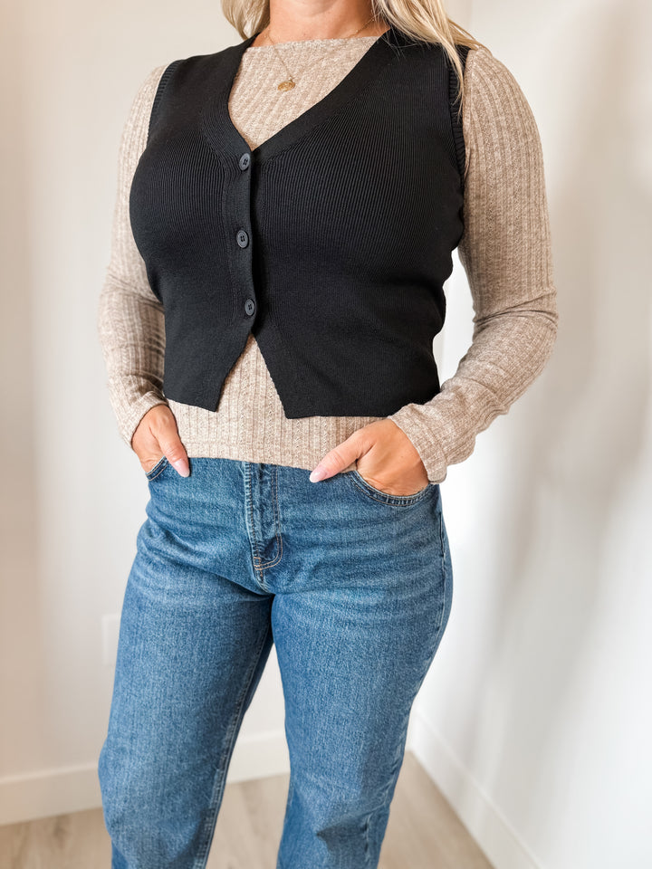 Alice Vest Top - Black
