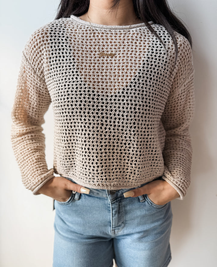 Siena Open Knit Sweater - Stone