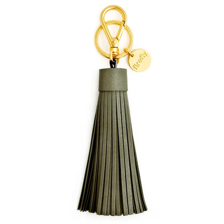 Soft Tassel Bag Charm - Olive/Gold