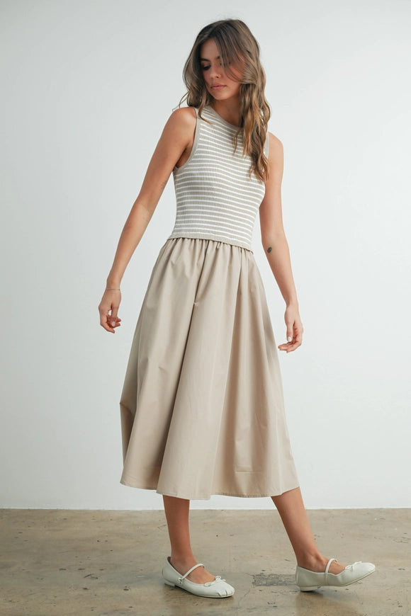 Taupe Striped Maxi Dress