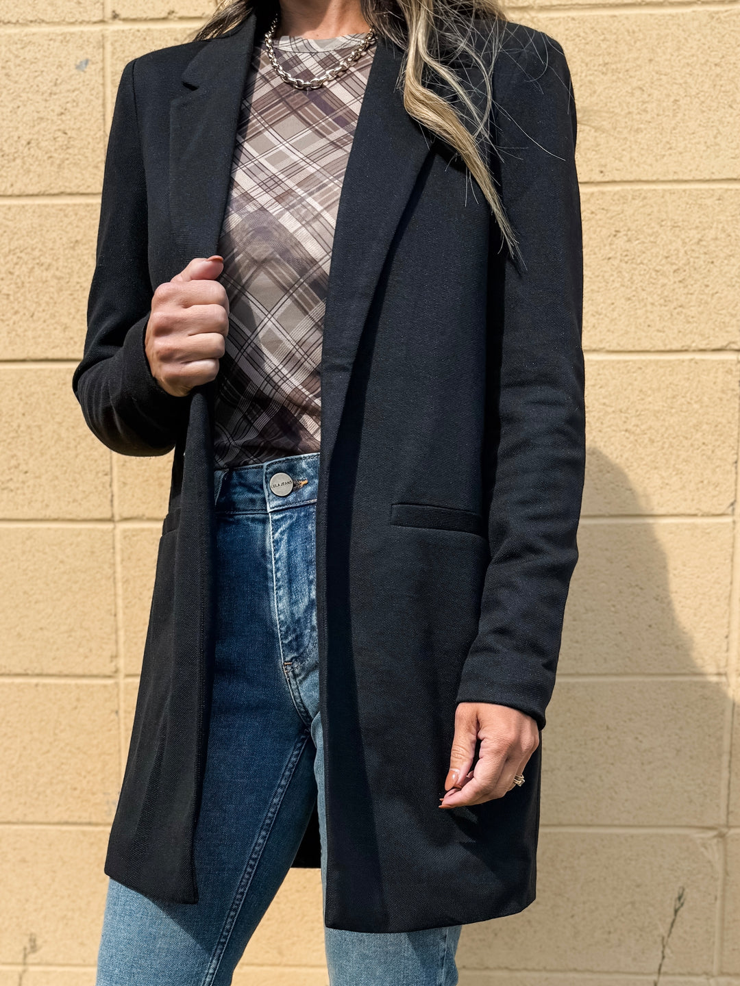 Verina Long Blazer - Black