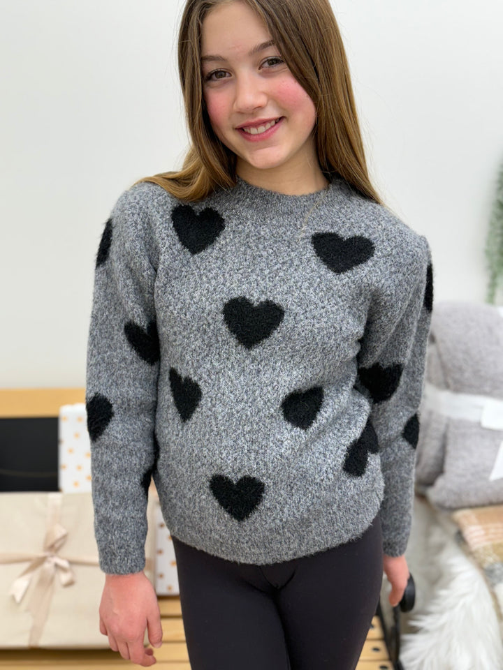 Girls Heart Pattern Sweater