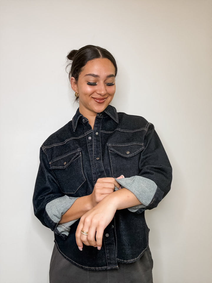 Lizette Stretch Denim Shirt - Dark Wash