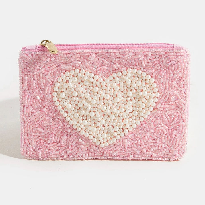 Pearl Heart Beaded Coin Purse