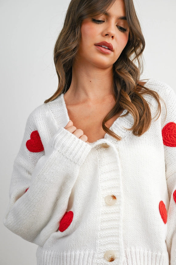 Knit Heart Patterned Cardi
