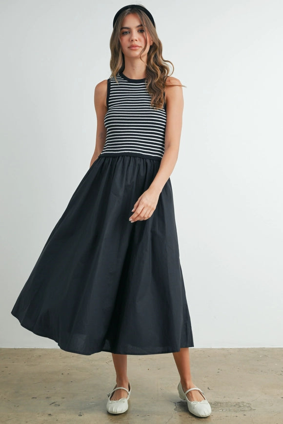 Black Striped Maxi Dress