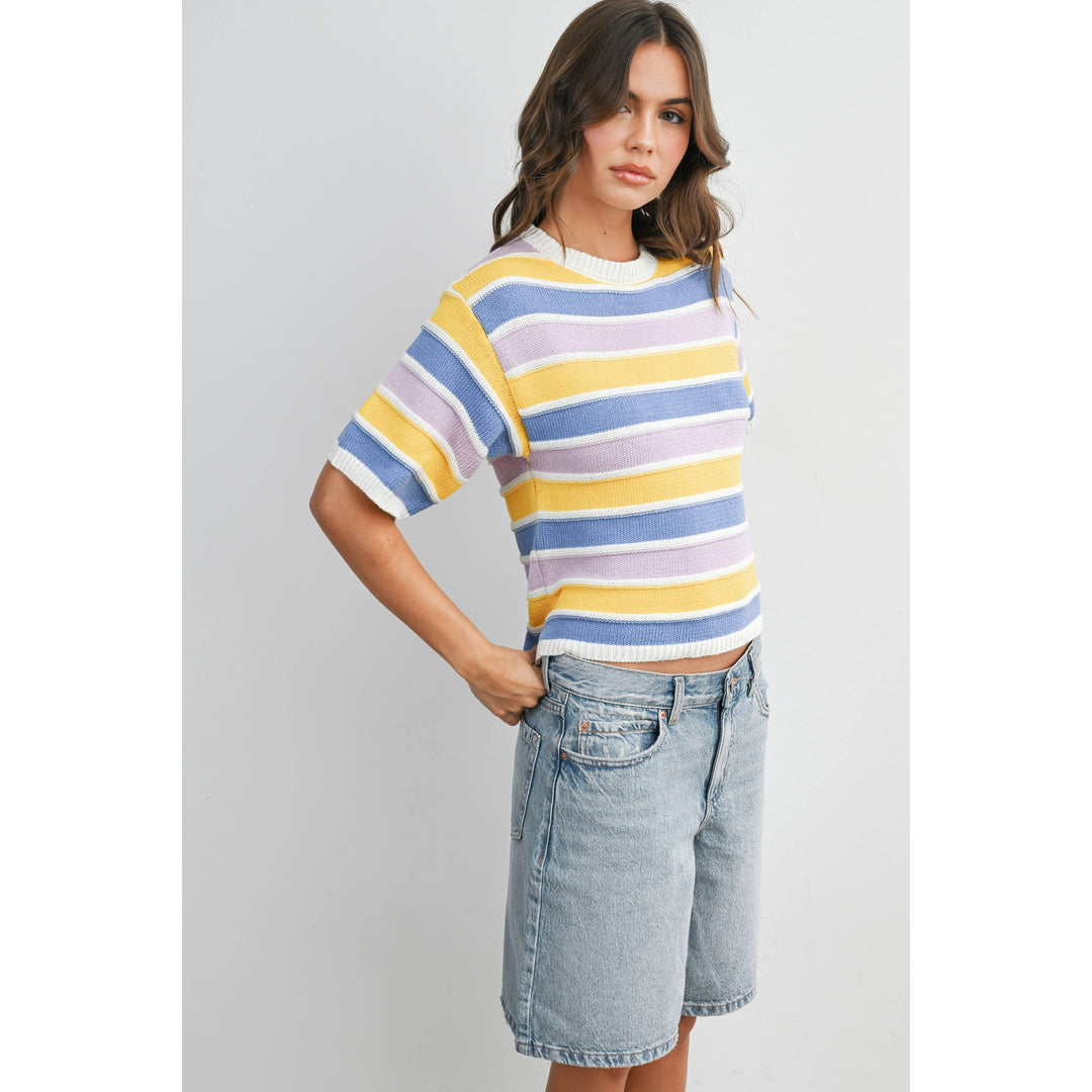 Striped Knit Sweater Tee