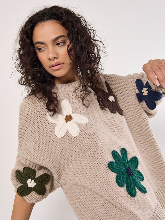 Embroidered Floral Sweater