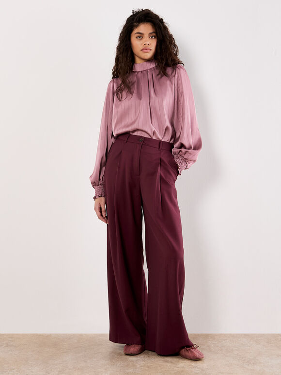 Mauve Satin Tie Back Blouse