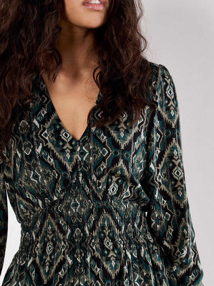 Smocked Waist Printed Dress