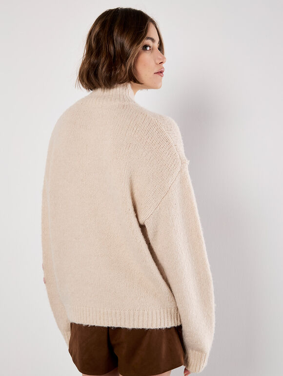 Mockneck Embroidered Floral Sweater