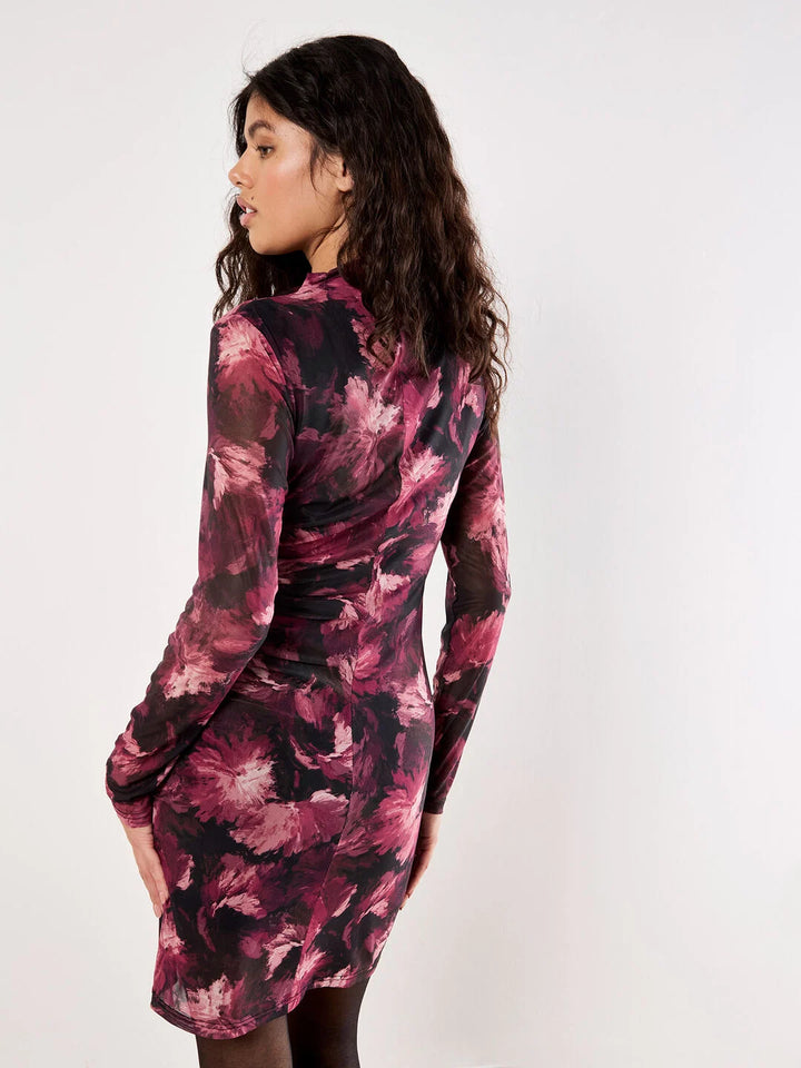 Brushed Floral Mesh Dress