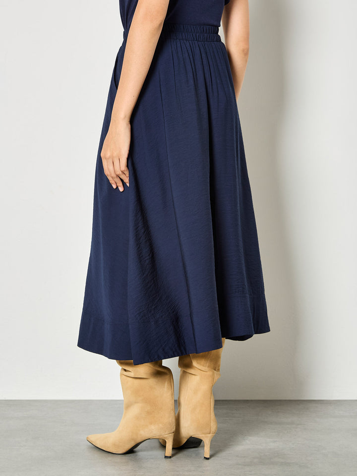 Navy Flowy Midi Skirt