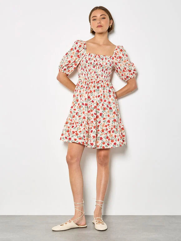 Floral Mini Poplin Dress