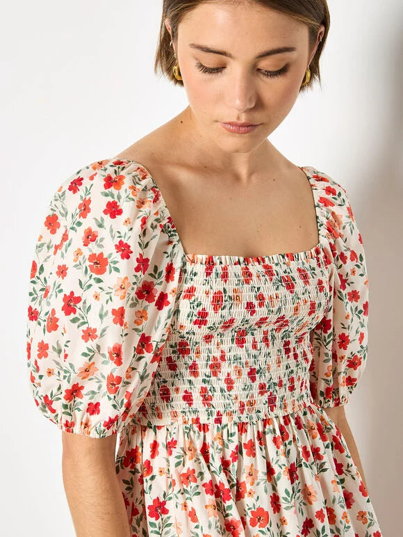 Floral Mini Poplin Dress