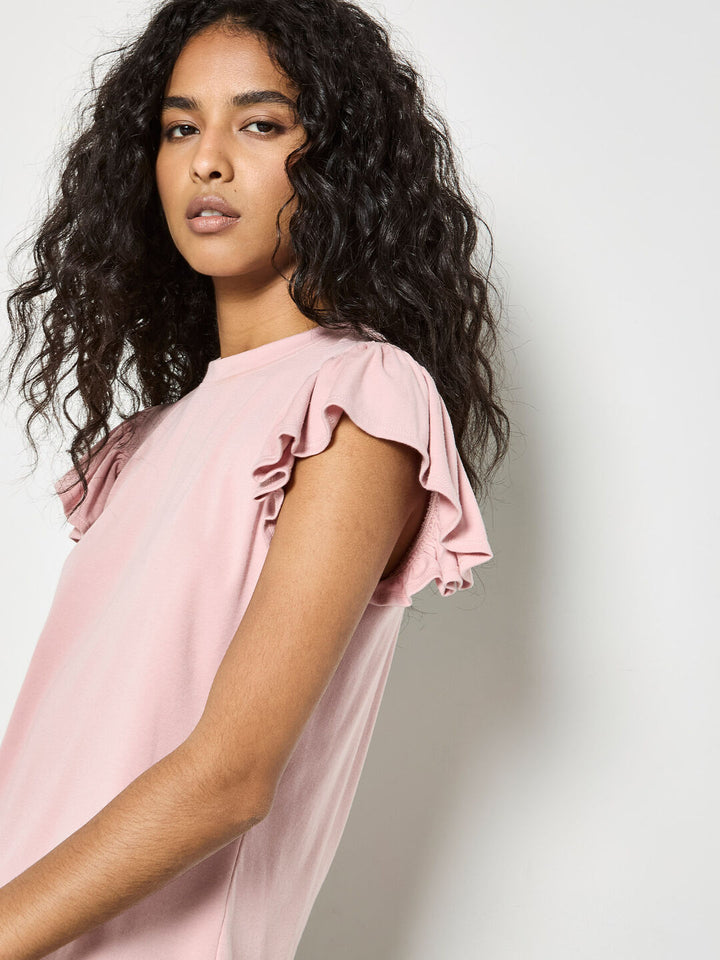 Fine Rib Ruffle Tee