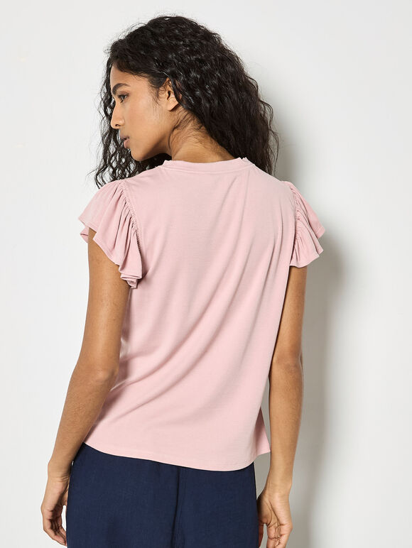 Fine Rib Ruffle Tee