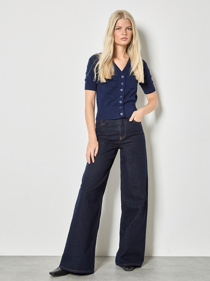 Navy Short Sleeve Cardigan