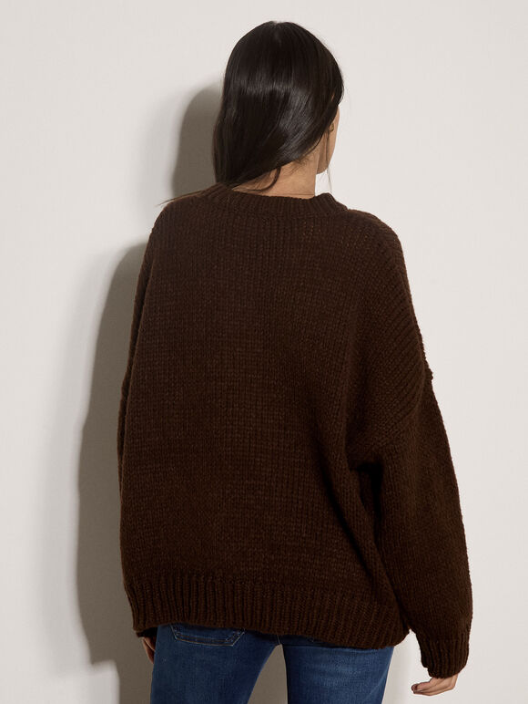 Chunky Knit Embroidered Daisies Sweater