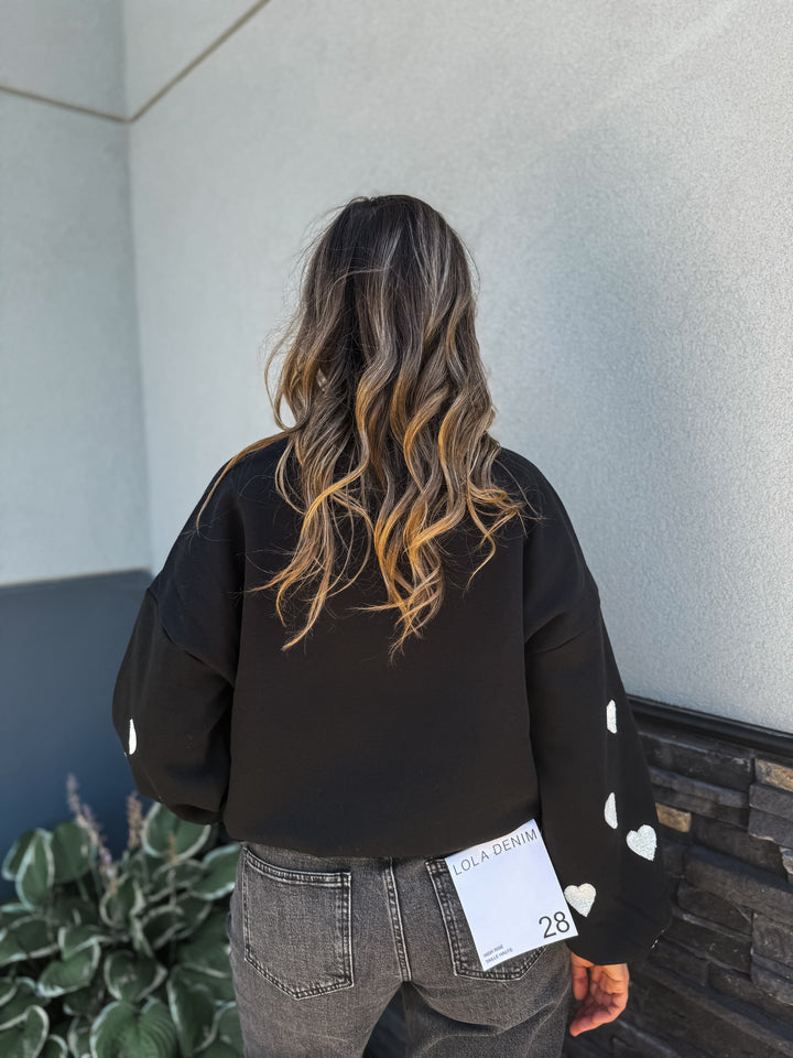 Macy Sweatshirt - White Hearts