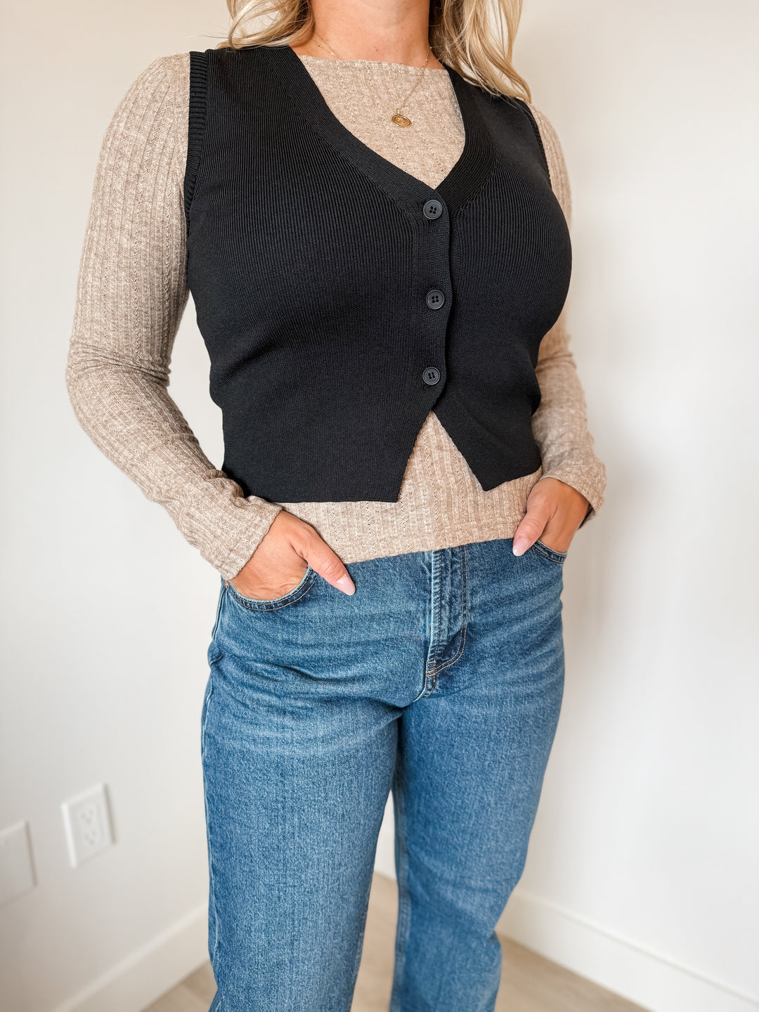 Alice Vest Top - Black