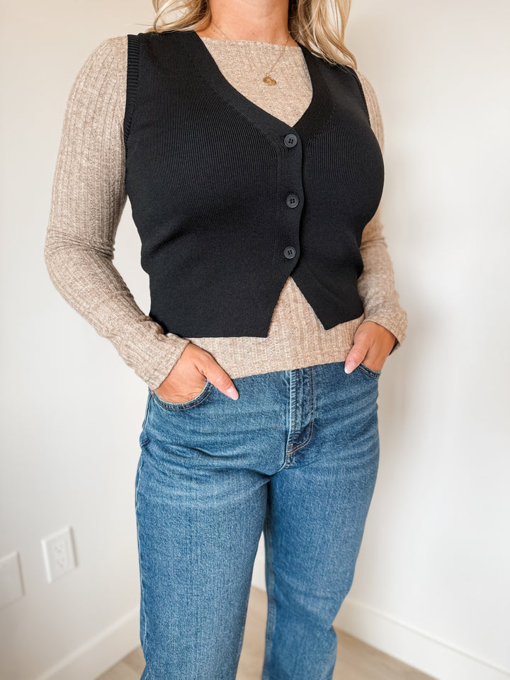 Alice Vest Top - Black