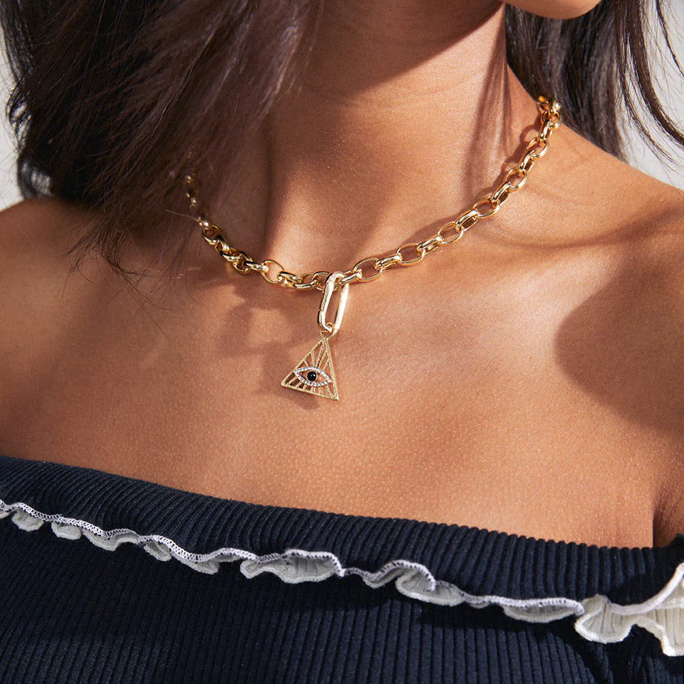 Evil Eye Triangle Charm Pendant