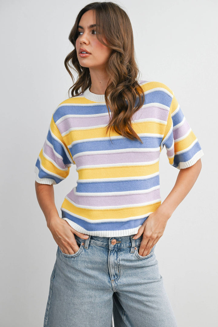 Striped Knit Sweater Tee
