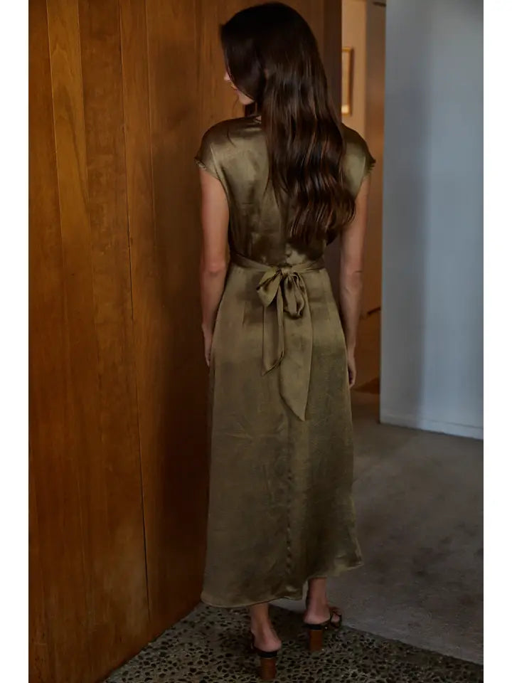 Gold Satin Maxi Dress
