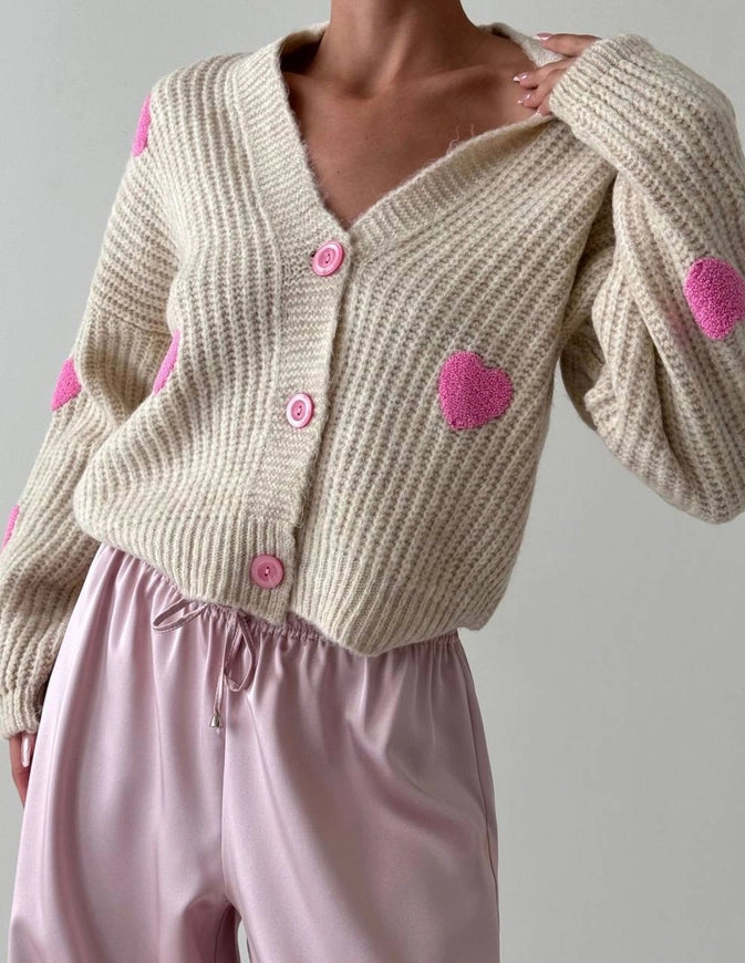 Pink Heart Cardigan