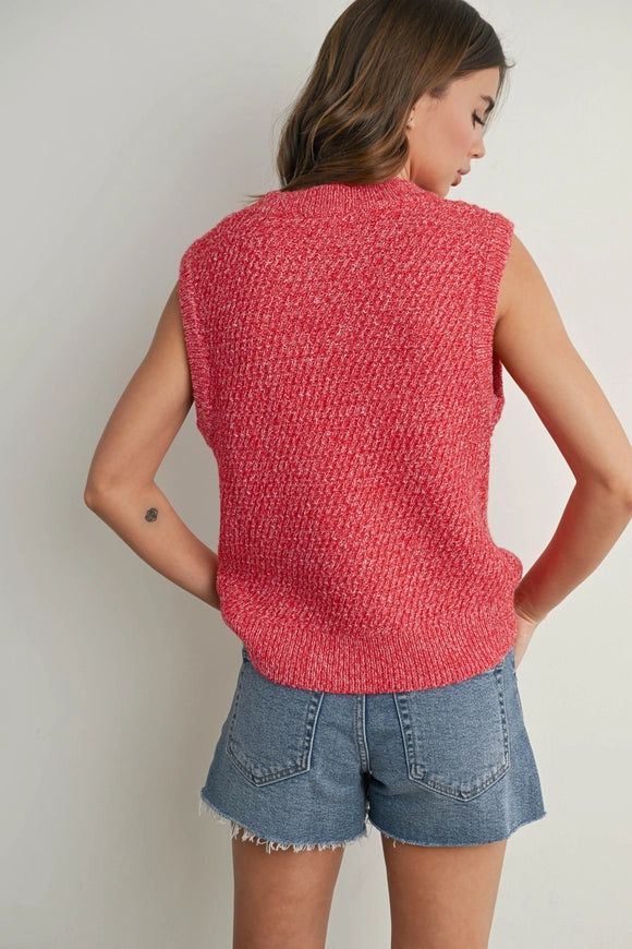 Knit Sweater Vest - Red