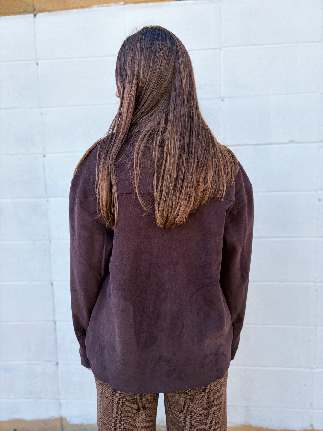 Sadina Faux Suede Button Up