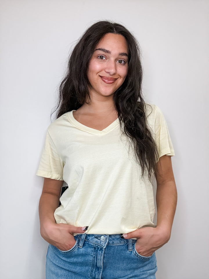 Milla V-Neck Tee - Yellow