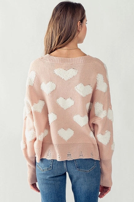 Distressed Heart Sweater