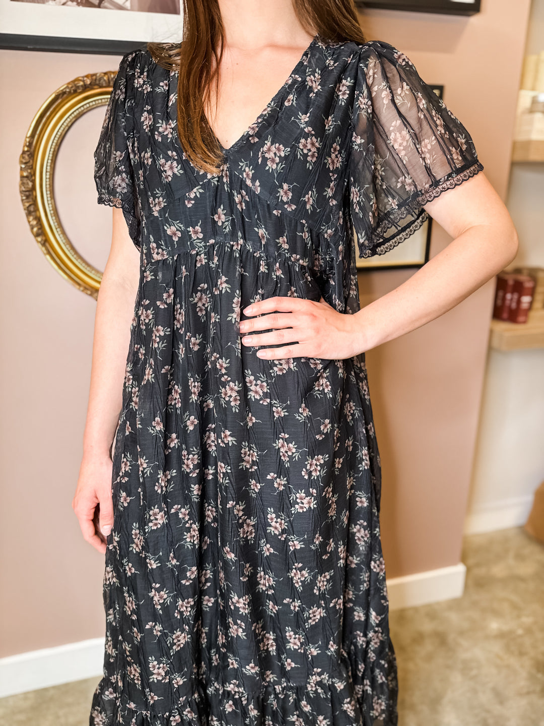 Black Floral Maxi Dress