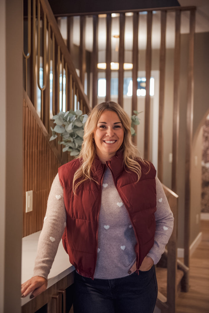 Tracy Puffer Vest - Burgundy