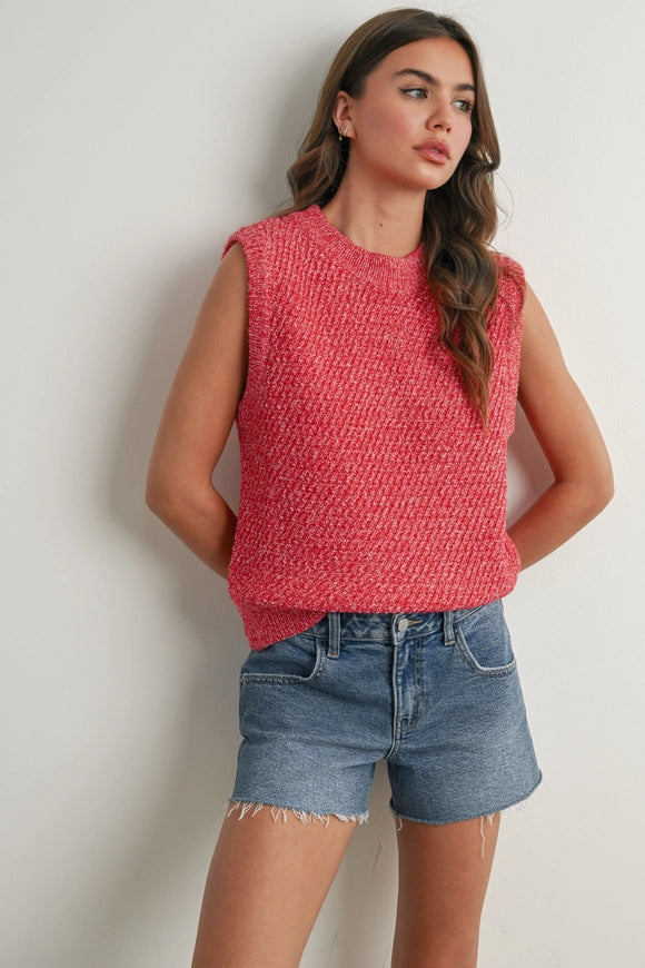 Knit Sweater Vest - Red