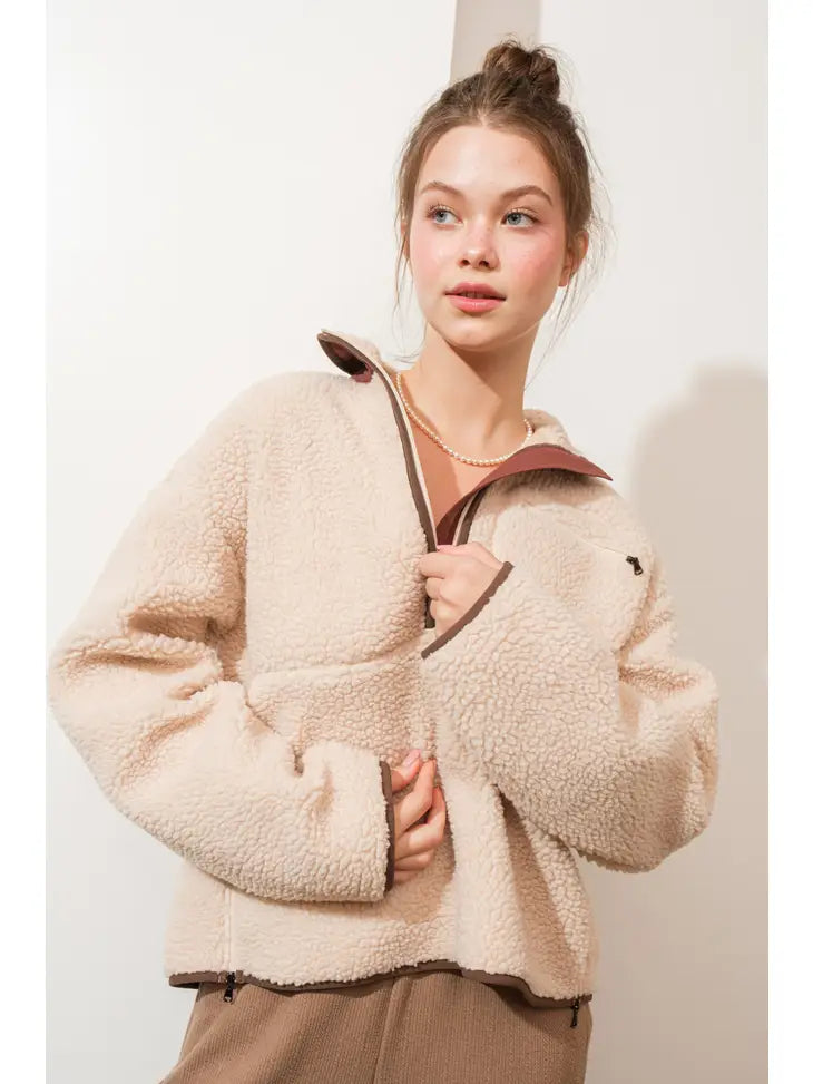 Sherpa Fleece Half Zip Sweater