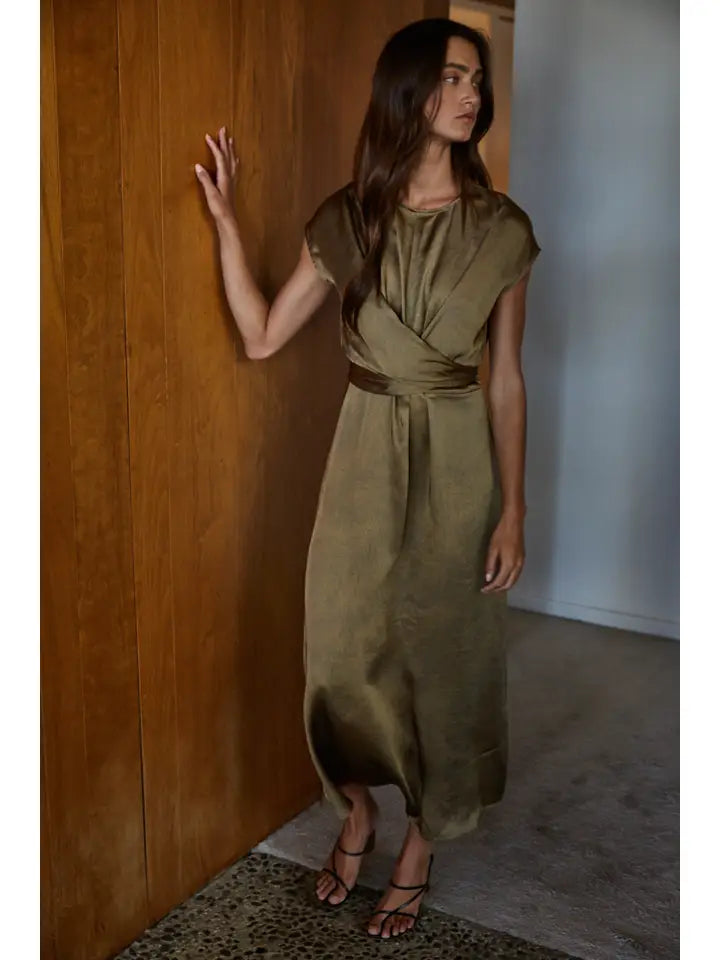 Gold Satin Maxi Dress