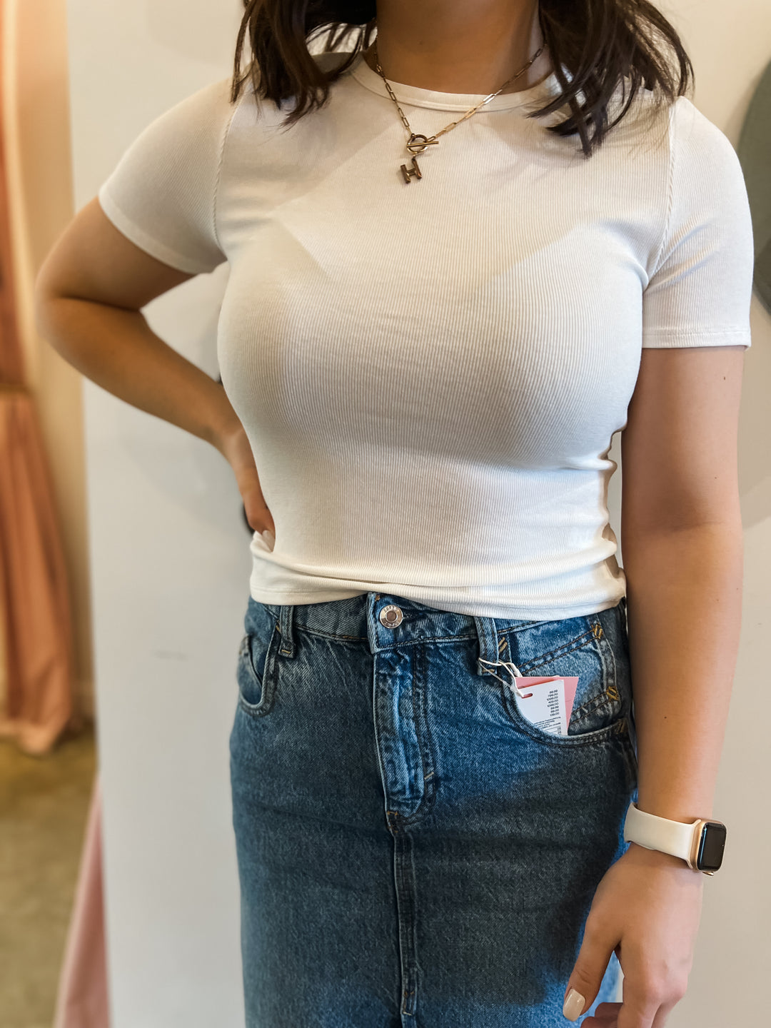 Marshmallow Fitted Crop Tee