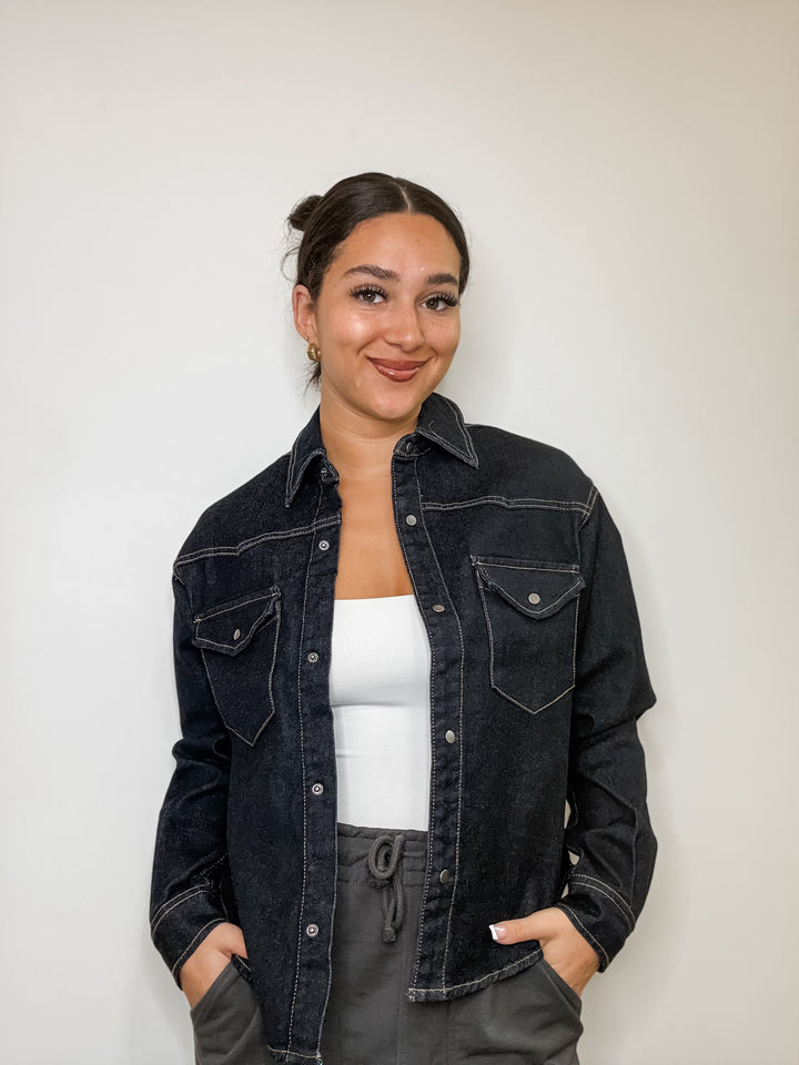 Lizette Stretch Denim Shirt - Dark Wash