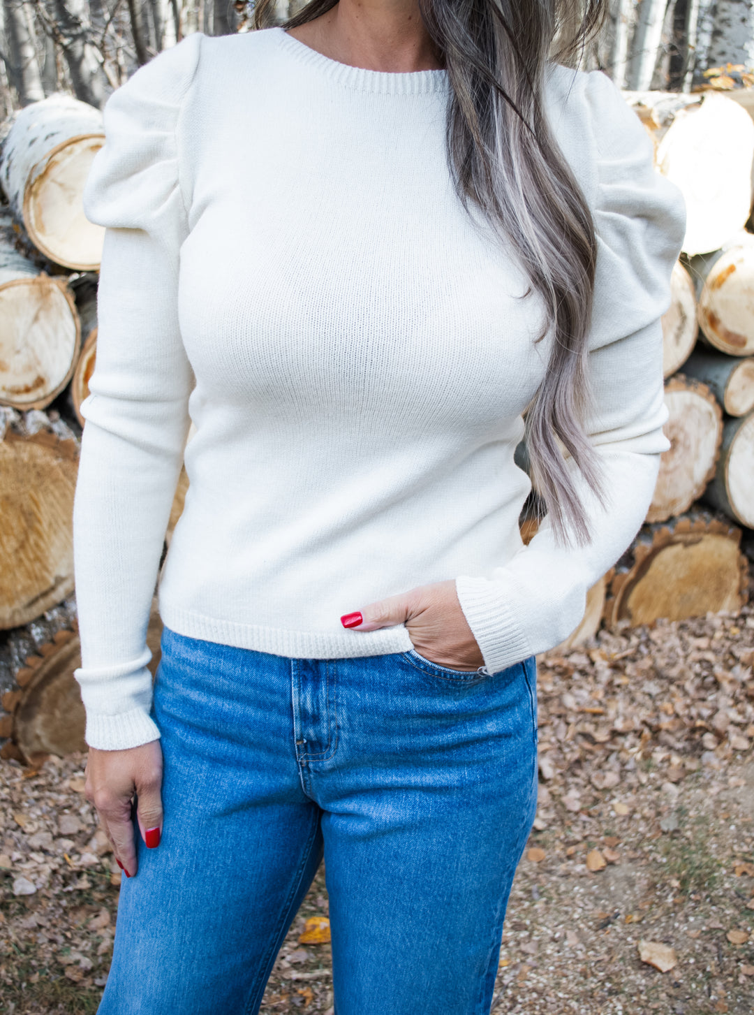 Must Have Puff Sleeve Sweater - White