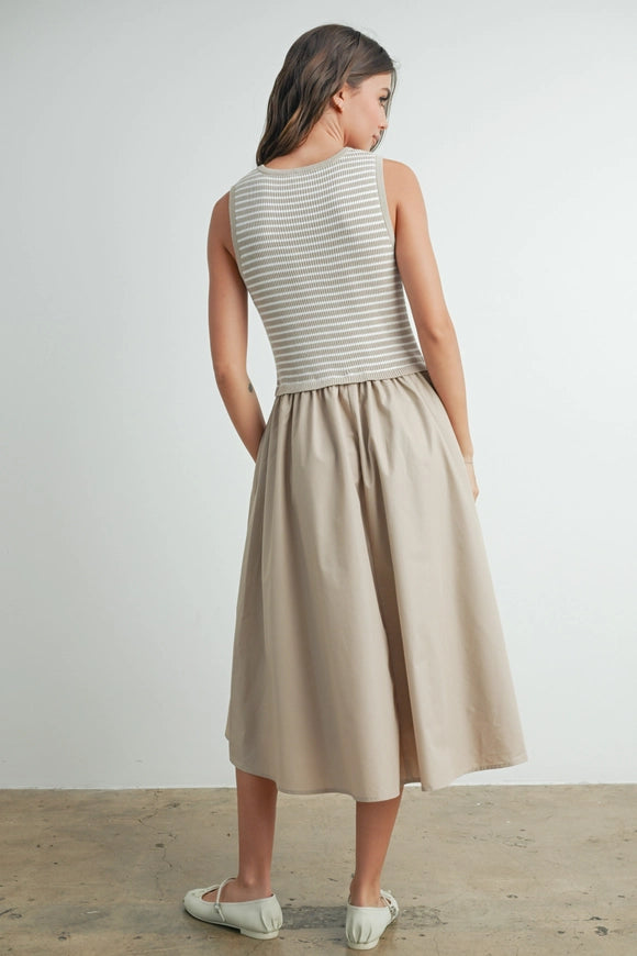 Taupe Striped Maxi Dress
