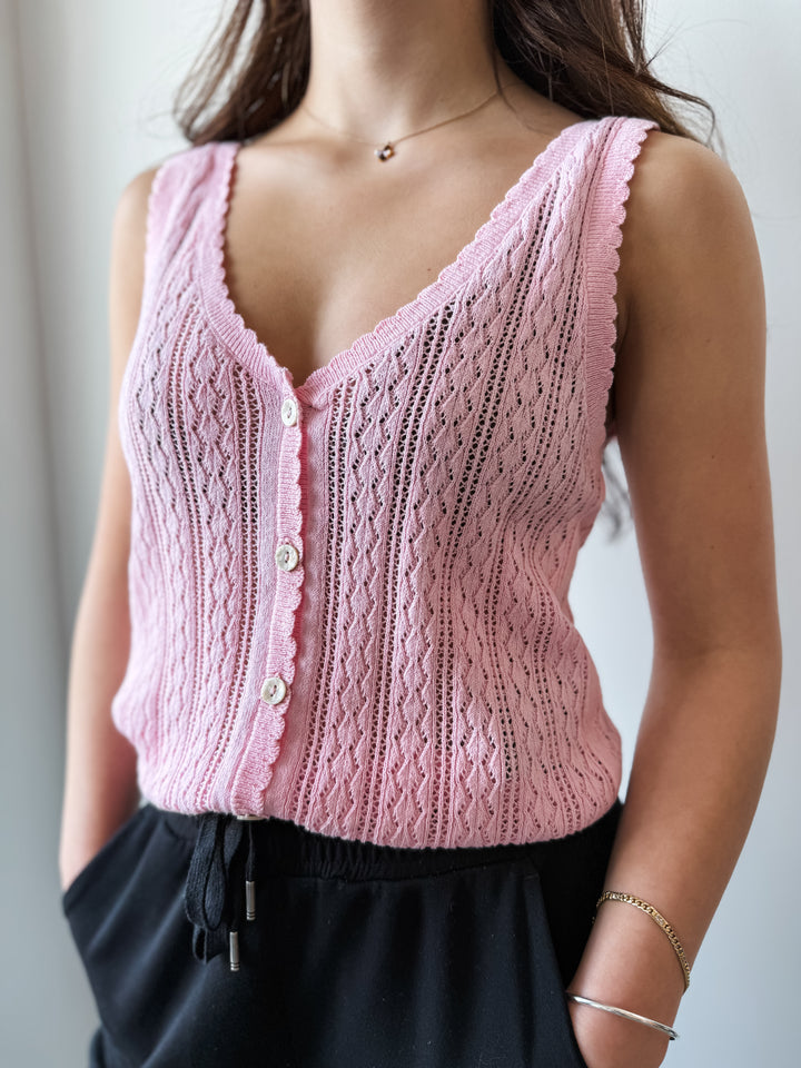 Lux V-Neck Tank - Pink