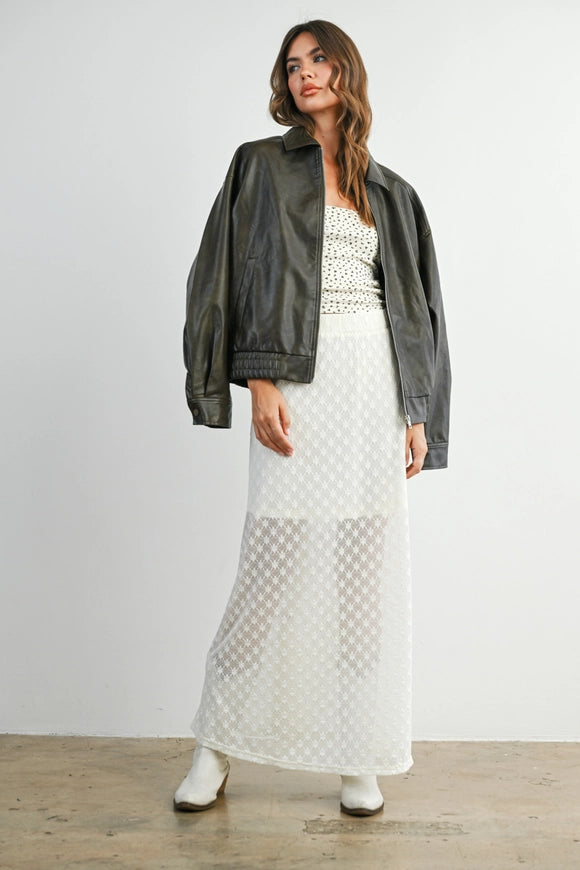 Brown Faux Leather Bomber Jacket