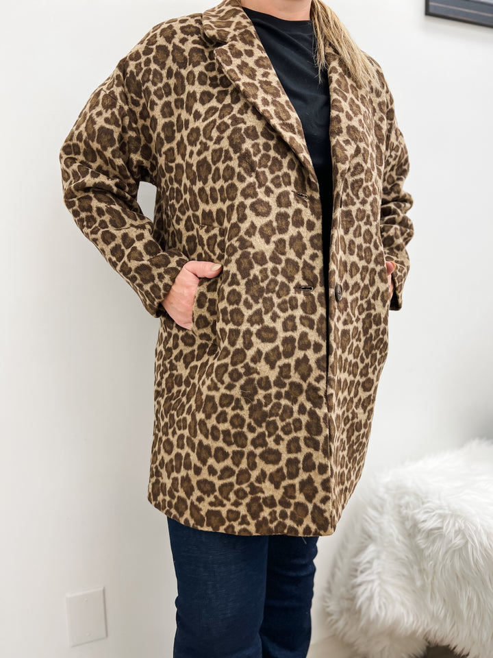 Cheetah Print Dress Coat