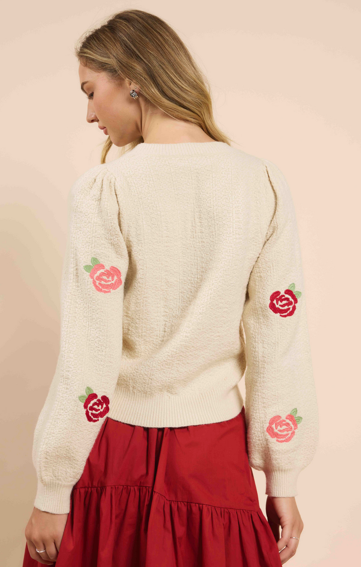 Smell The Roses Embroidered Sweater