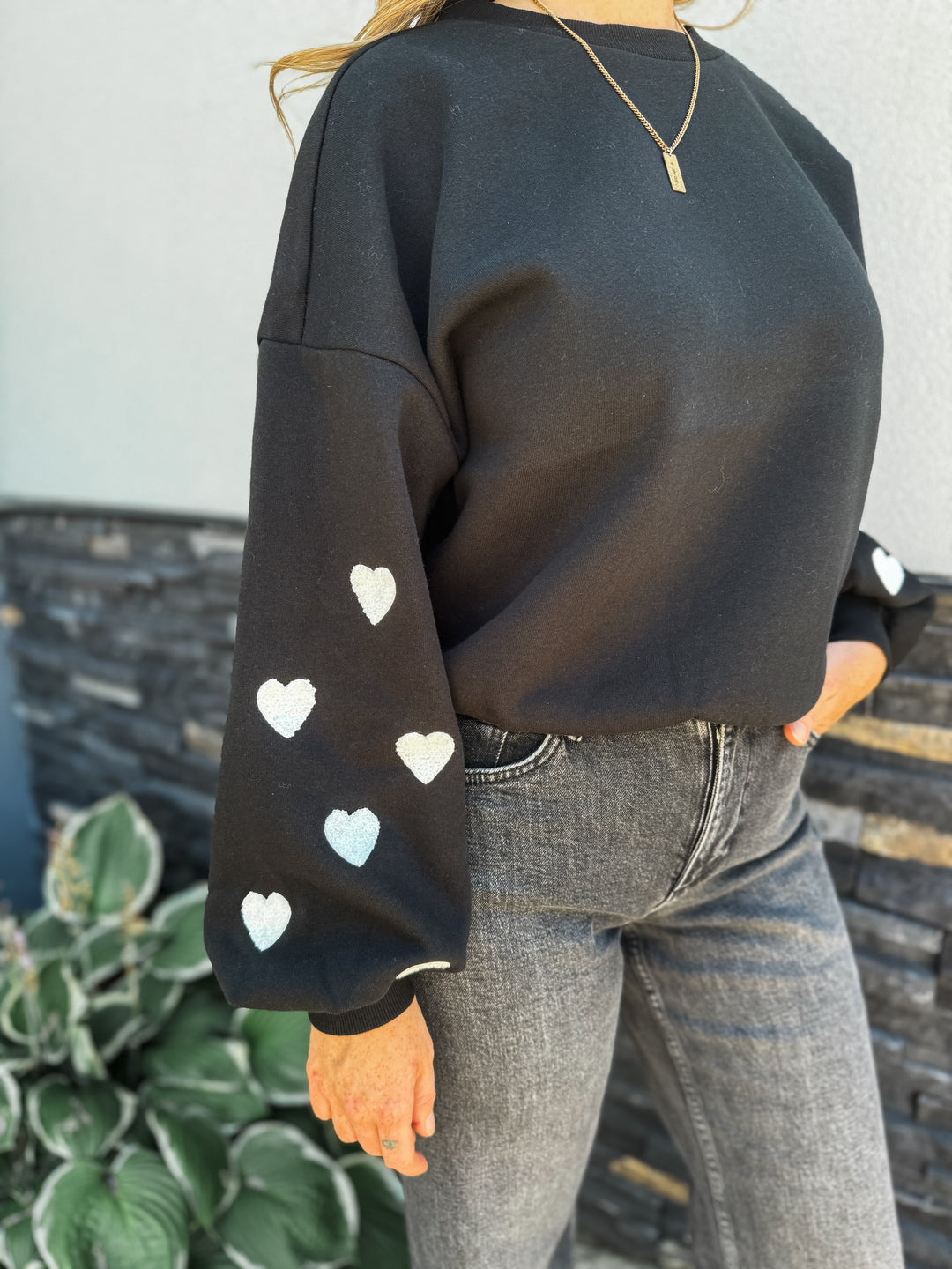 Macy Sweatshirt - White Hearts